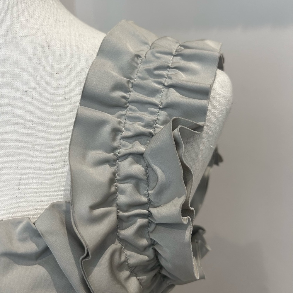 Marc Jacobs Gray Ruffled Dress with White Belt - Picture 6 of 16